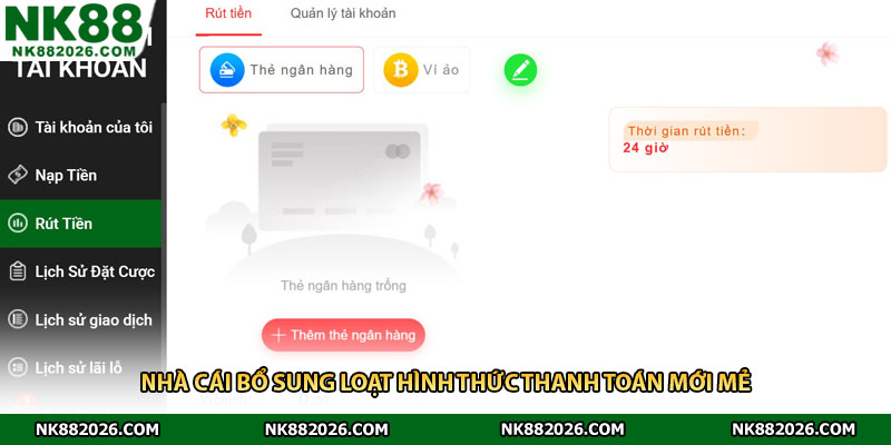 Nhà cái bổ sung loạt hình thức thanh toán mới mẻ